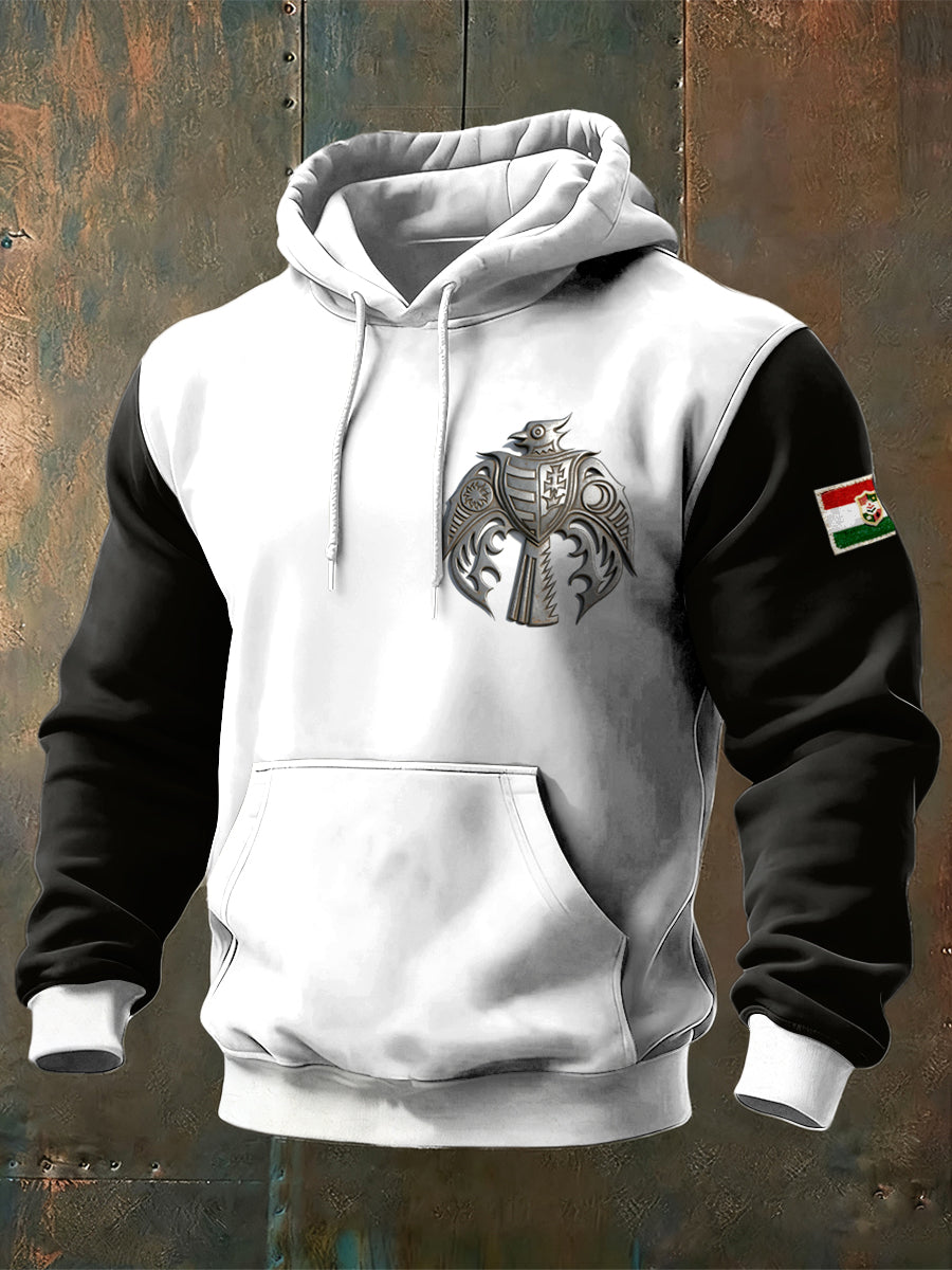 Férfi magyar címer nyomtatás patchwork pulóver