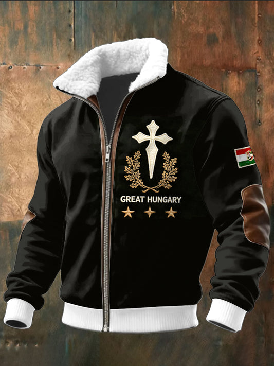 Férfi fekete kabát magyarország kereszt nyomtatással