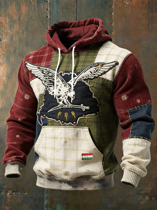 Retro magyar turul totem kockás hoodie