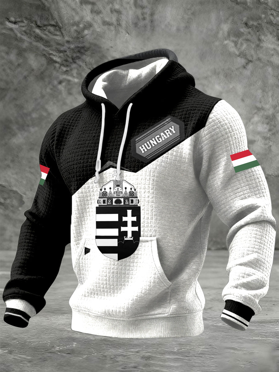 Retro magyar zászló patch alkalmi hoodie