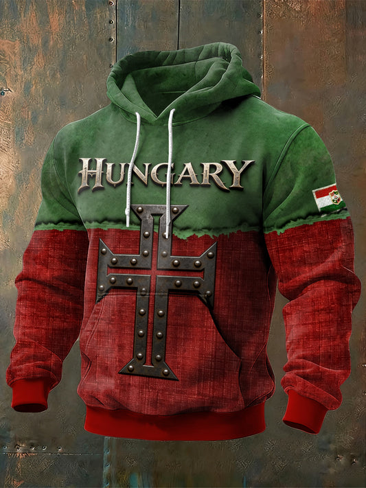 Női magyarország fém levél kereszt nyomtatás patchwork pulóver