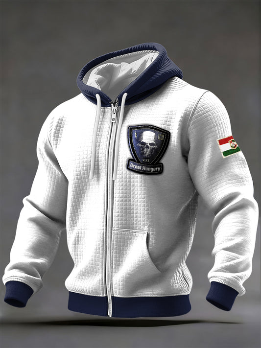 Női magyarország koponya nyomtatás fehér zip-up kabát