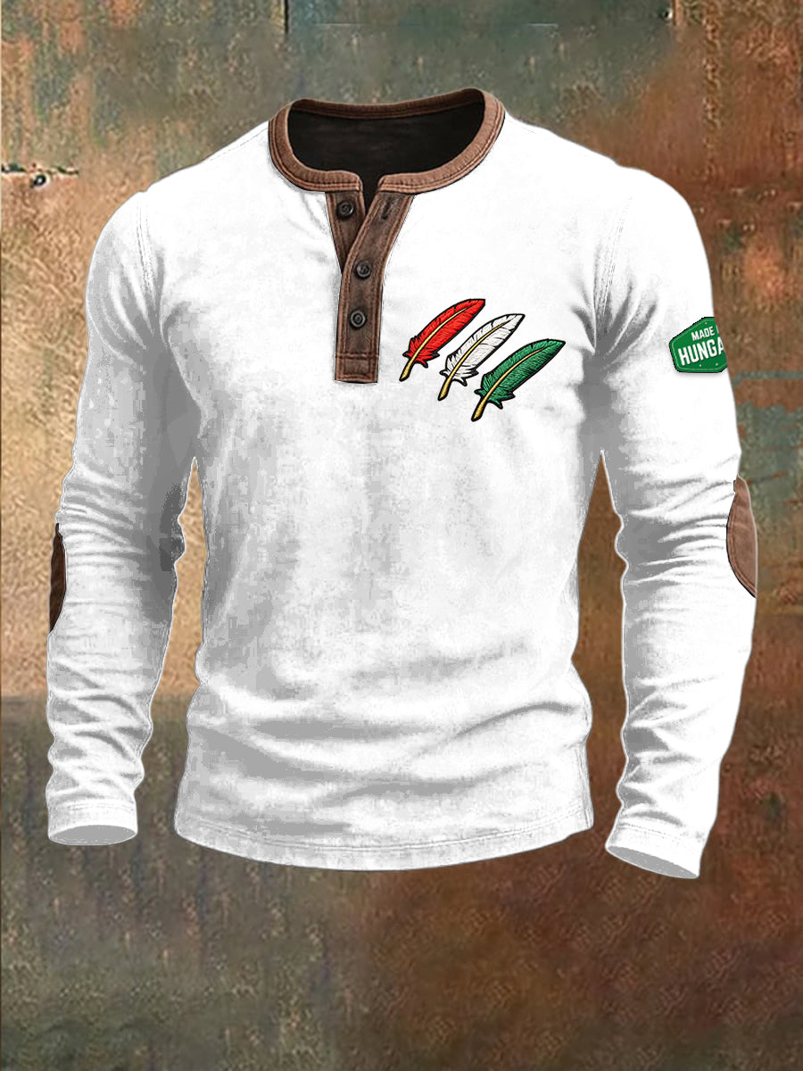 Férfi magyarország zászló toll print fehér pulóver