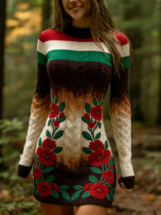 Női vintage magyar művészet kényelmes kötött ruha