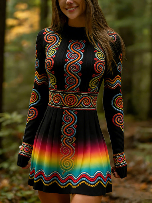 Női vintage magyar művészet kényelmes kötött ruha