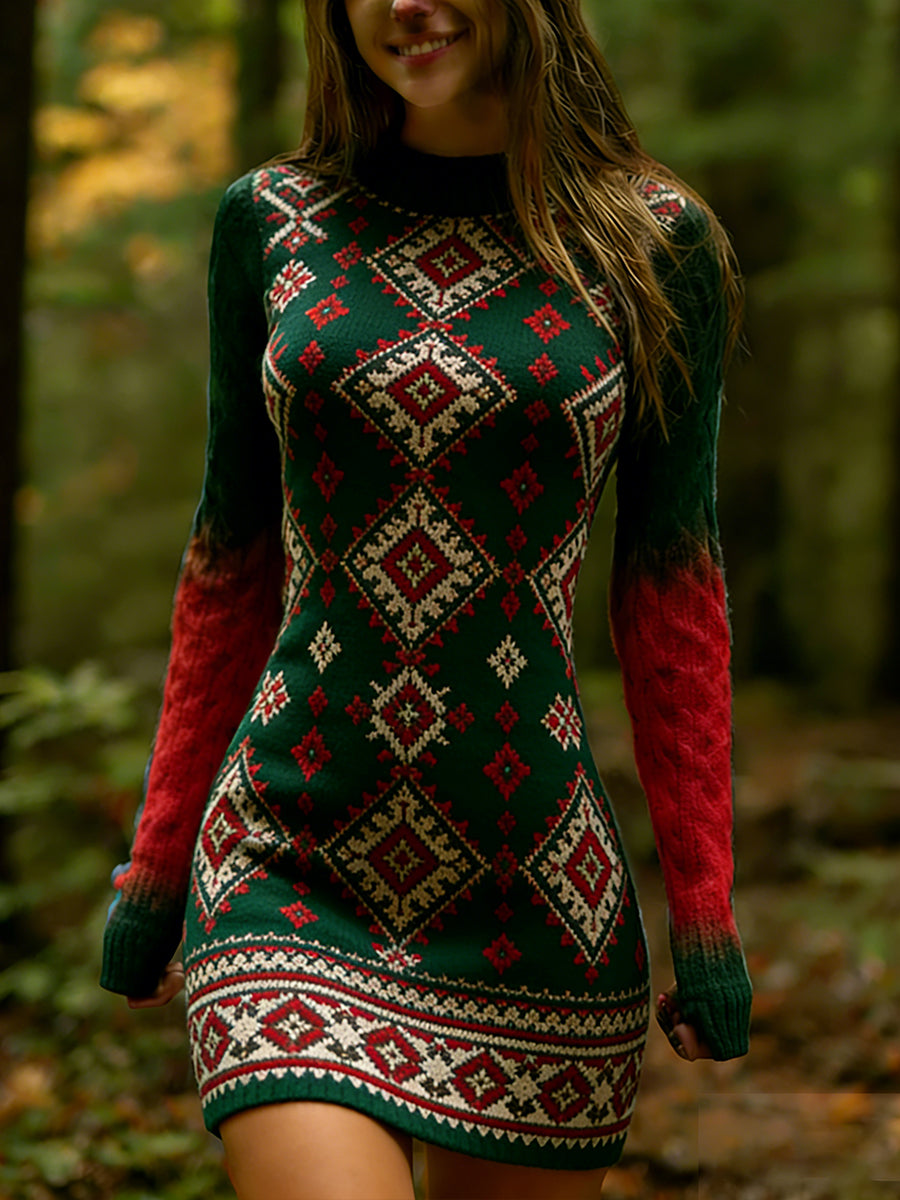 Női vintage magyar művészet kényelmes kötött ruha