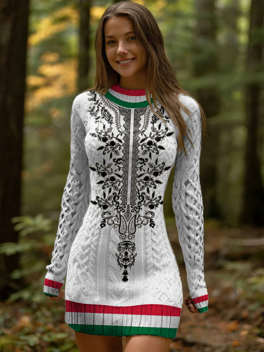 Női elegáns magyar zászló minta ruha