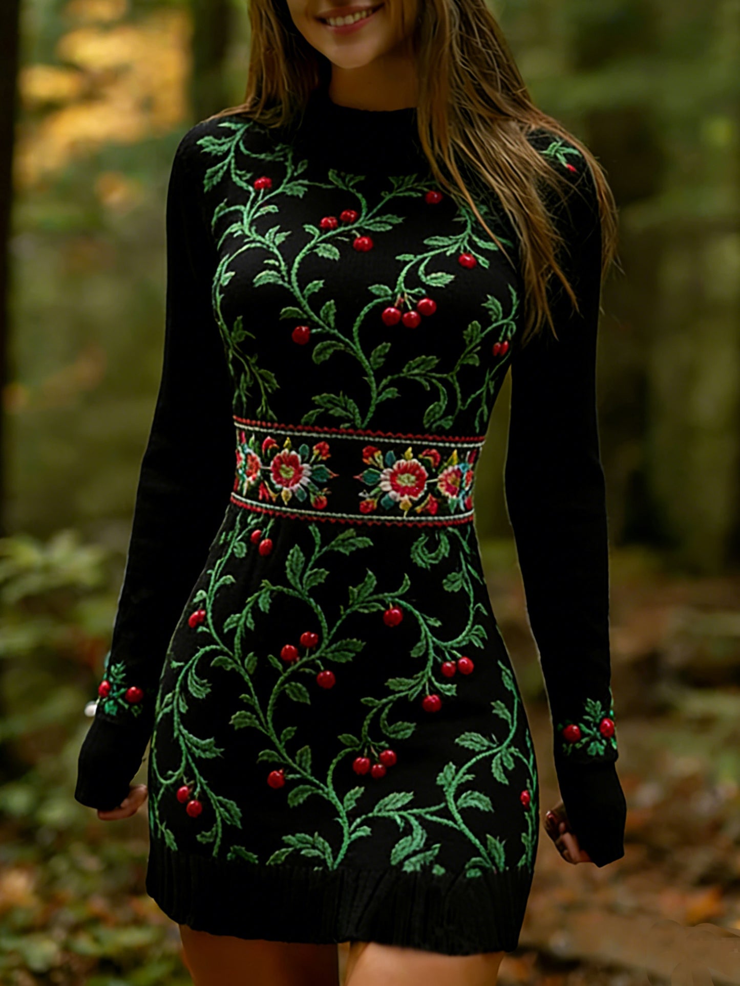 Női vintage magyar művészet kényelmes kötött ruha