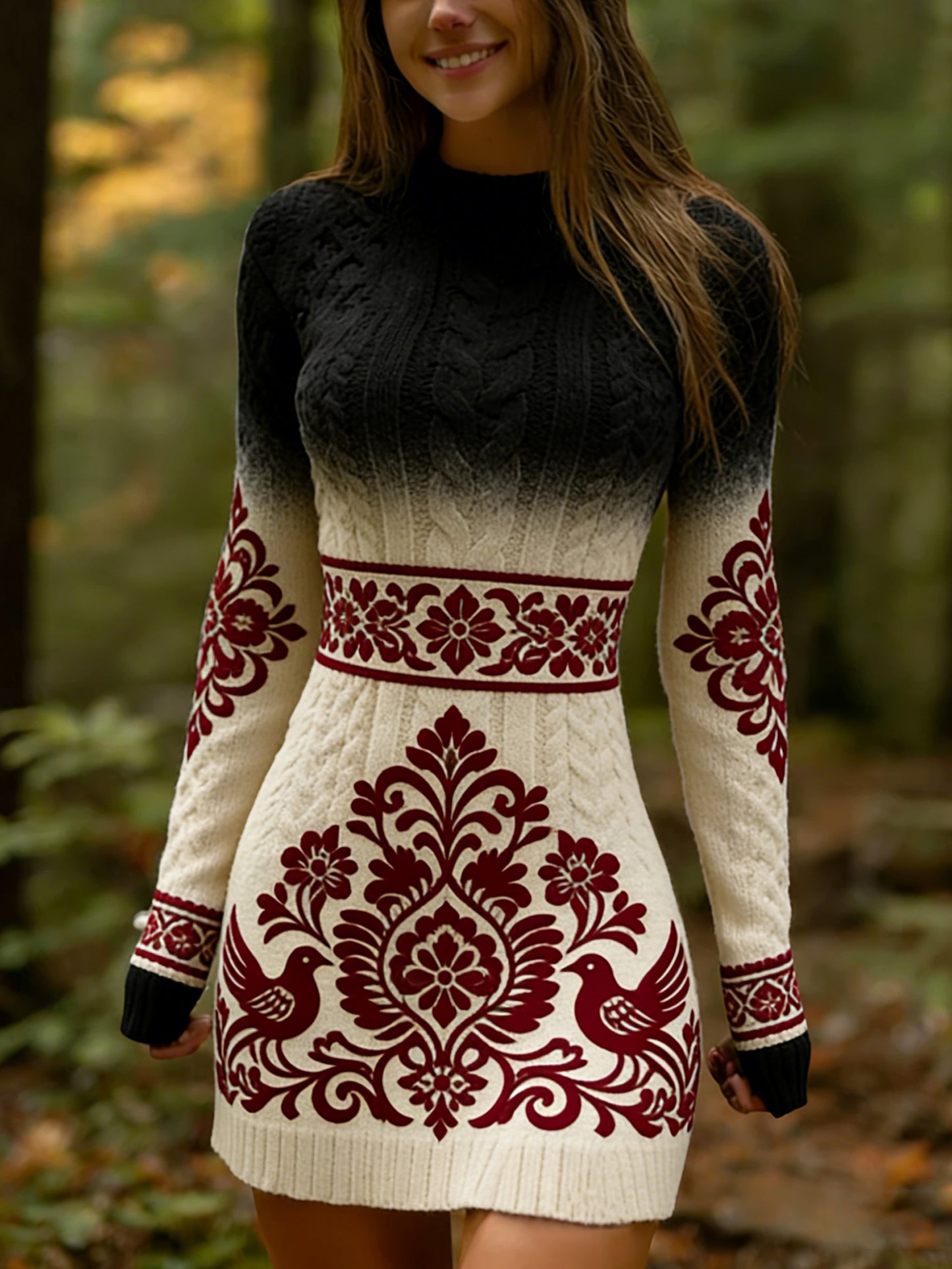 Női vintage magyar művészet kényelmes kötött ruha