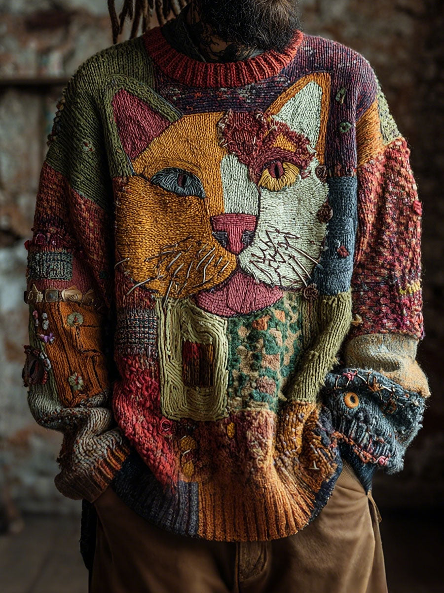 Férfi macska art vintage felsők