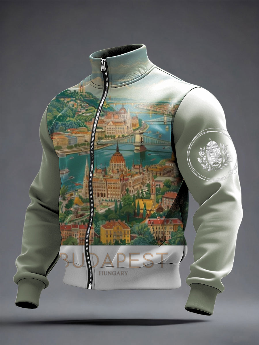 Férfi nyüzsgő budapest panorama magyarország kabát