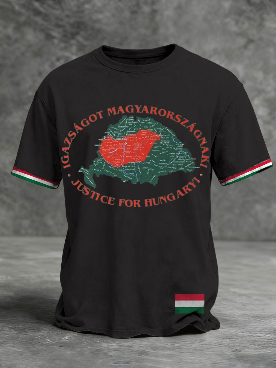 Férfi merész "justice for hungary" térkép grafikus póló