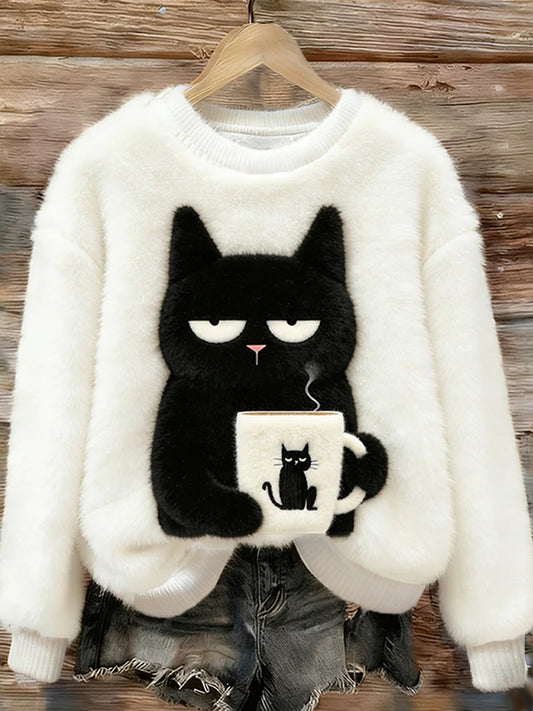 Női retro állat művészet nyomtatás kényelmes flannel tetején