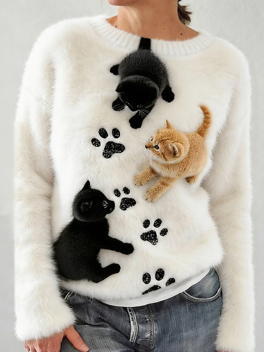 Női retro állat művészet nyomtatás kényelmes flannel tetején