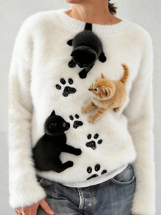 Női retro állat művészet nyomtatás kényelmes flannel tetején