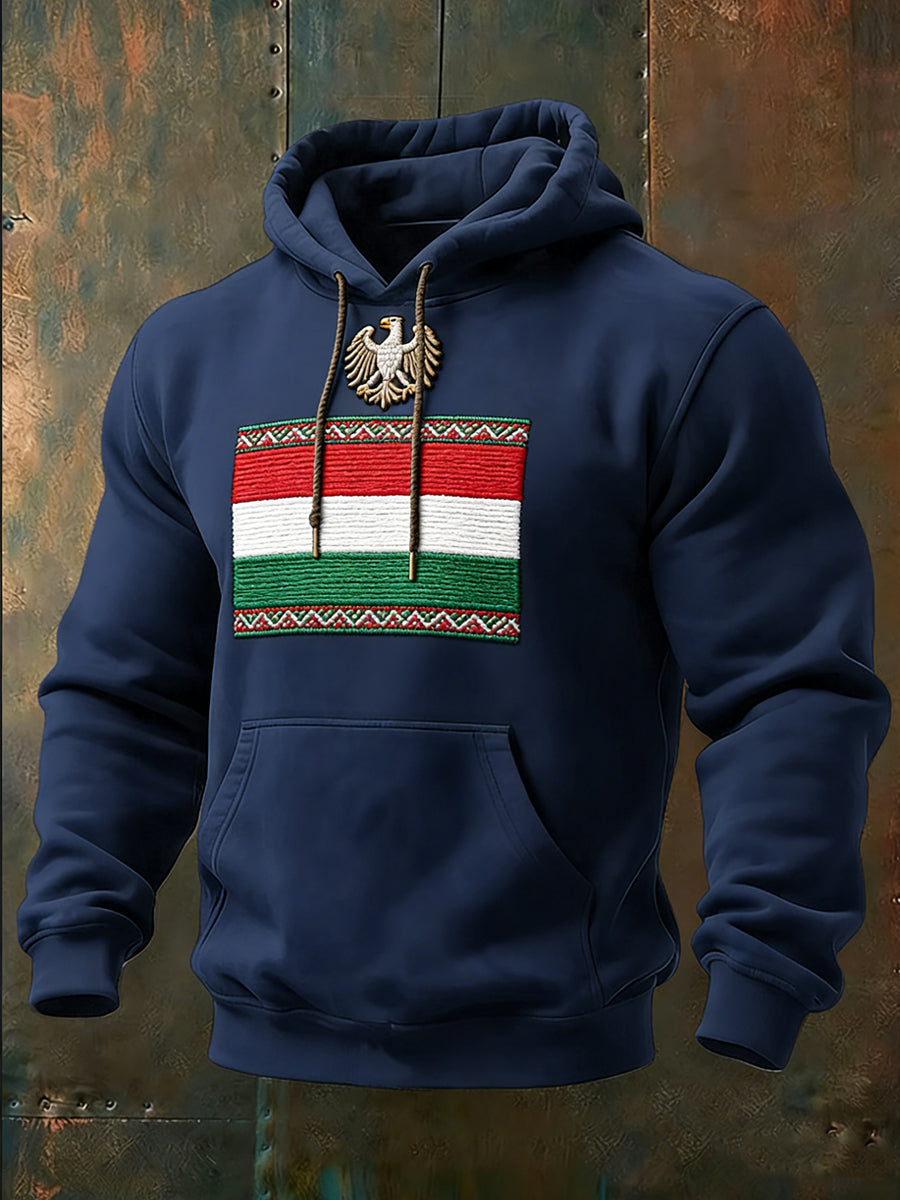 Férfi elegáns magyarország zászló és sas embléma hoodie