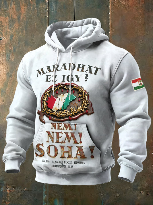 Férfi magyar térkép nyomtatás hooded sweatshirt