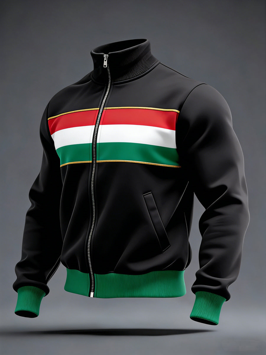 Férfi bold black-magyarország zászló csíkos kabát