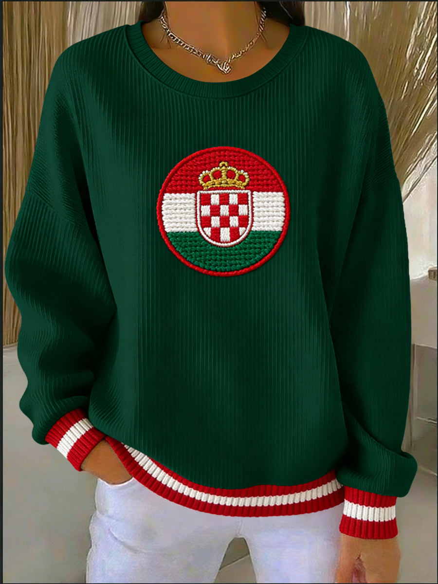 Női merész zöld magyar címer embléma pulóver