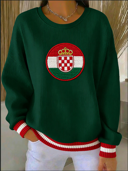 Női merész zöld magyar címer embléma pulóver