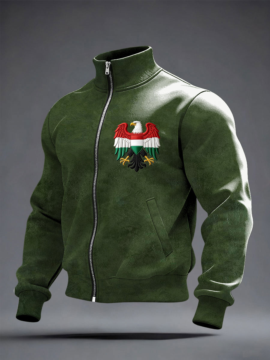 Férfi karcsú zöld magyar sas embléma track jacket