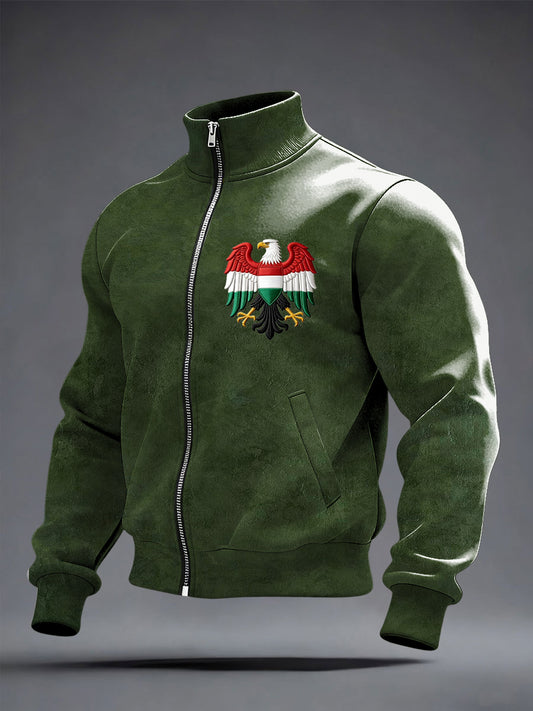 Férfi karcsú zöld magyar sas embléma track jacket