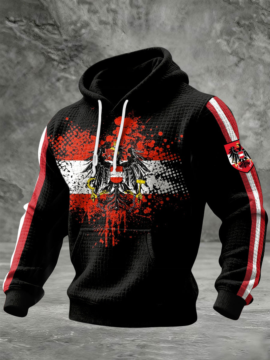 Retro absztrakt osztrák zászló alkalmi goffle hoodie