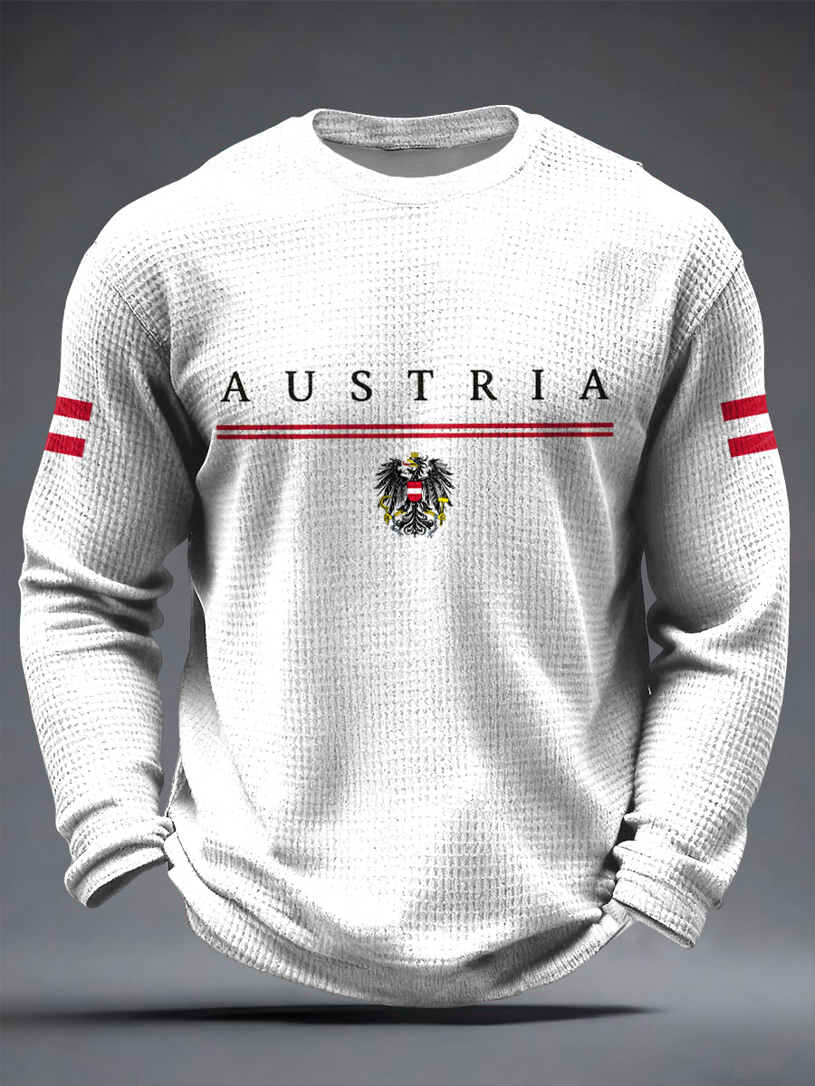 Retro minimalista osztrák zászló alkalmi goffle szövés póló