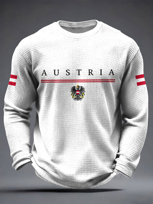 Retro minimalista osztrák zászló alkalmi goffle szövés póló