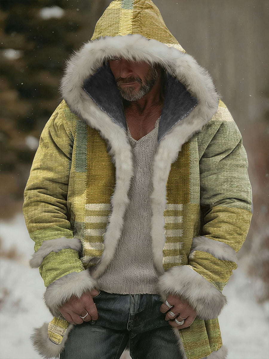 Férfi geometriai művészet csuklyás kardigán