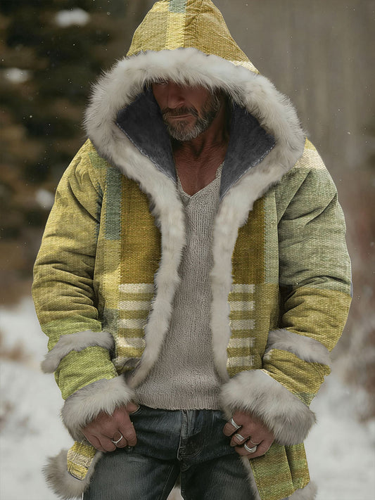 Férfi geometriai művészet csuklyás kardigán