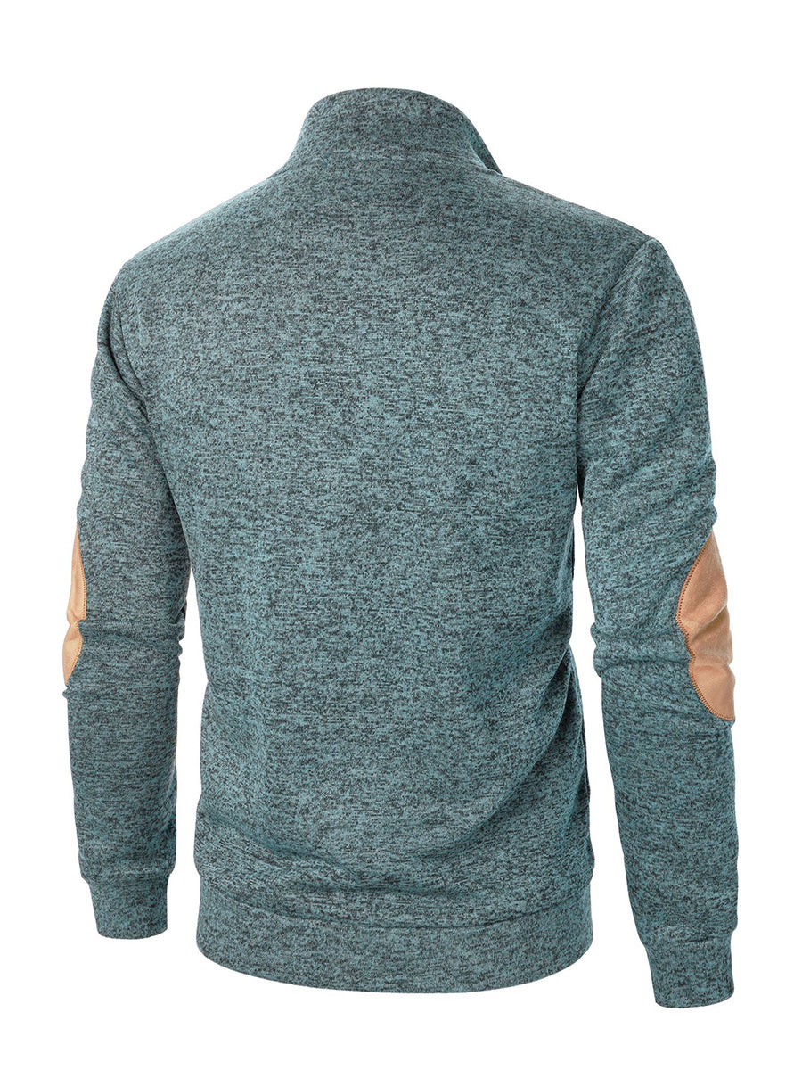 Férfi retro egyszínű alkalmi gombok pulóver