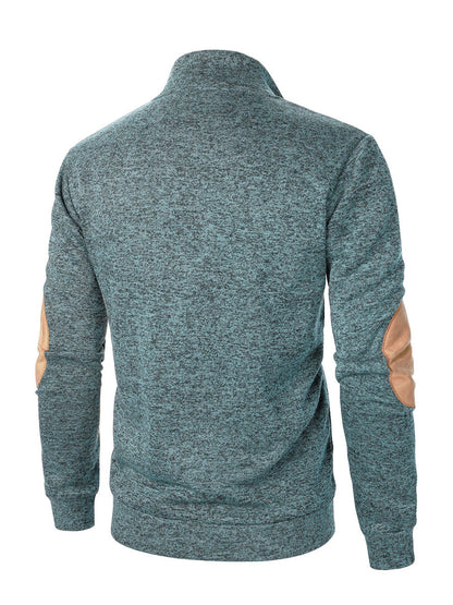 Férfi retro egyszínű alkalmi gombok pulóver