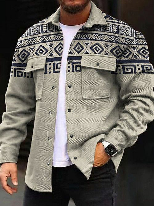 Férfi nyugati azték nyomtatott kabát