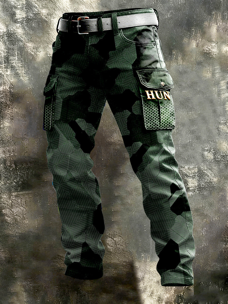 Férfi magyar álcázás nyomtatás zöld munka nadrág