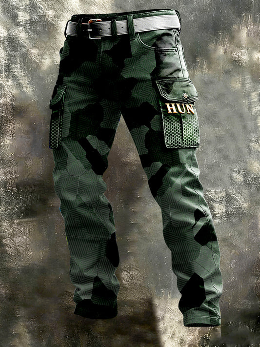 Férfi magyar álcázás nyomtatás zöld munka nadrág