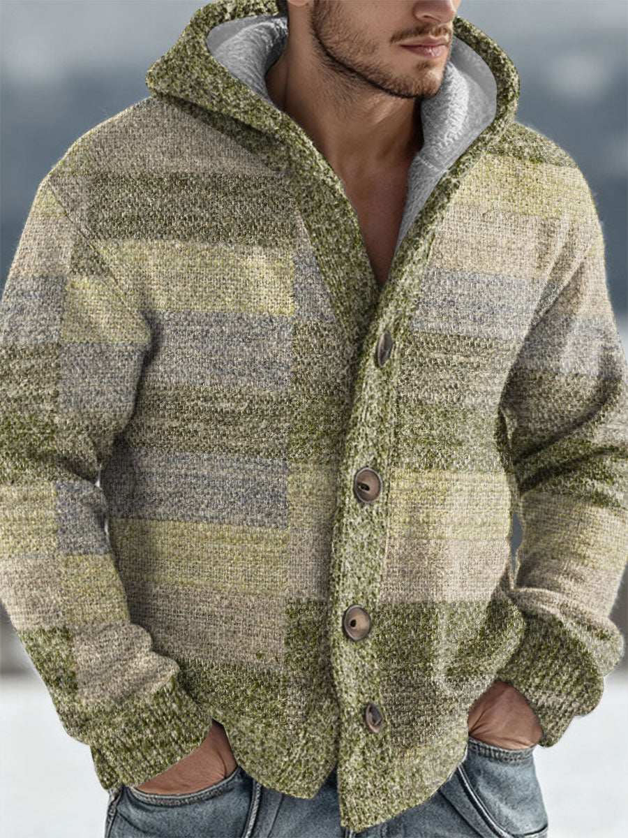 Férfi geometriai művészet csuklyás kardigán