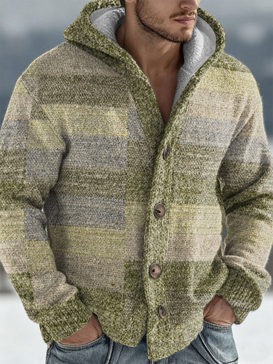 Férfi geometriai művészet csuklyás kardigán