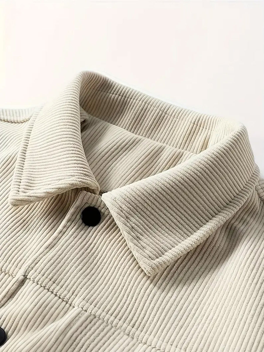 Férfi meleg egyszínű corduroy alkalmi kabát