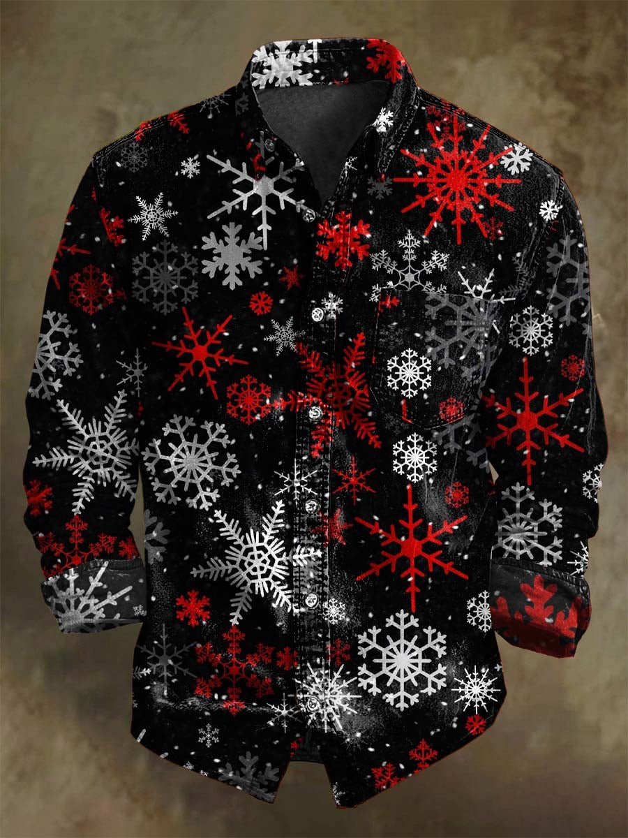 Karácsonyi hópehely nyomtatás alkalmi hosszú ujjú ing