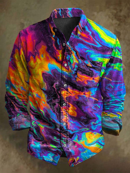 Absztrakt szín clash art rendering alkalmi nyomtatott hosszú ujjú ing