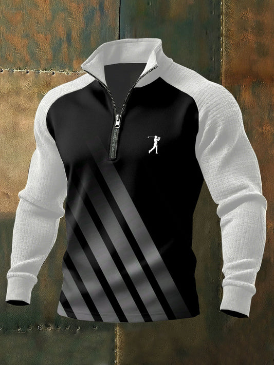 Férfi vintage üzleti stílus nyomtatott alkalmi pulóver