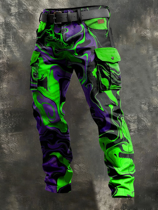 Férfi retro nyaralás üzleti művészet nyomtatás alkalmi munkaruhák nadrág