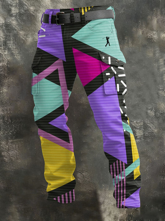 Férfi vintage üzleti stílus nyomtatott alkalmi hosszú nadrág