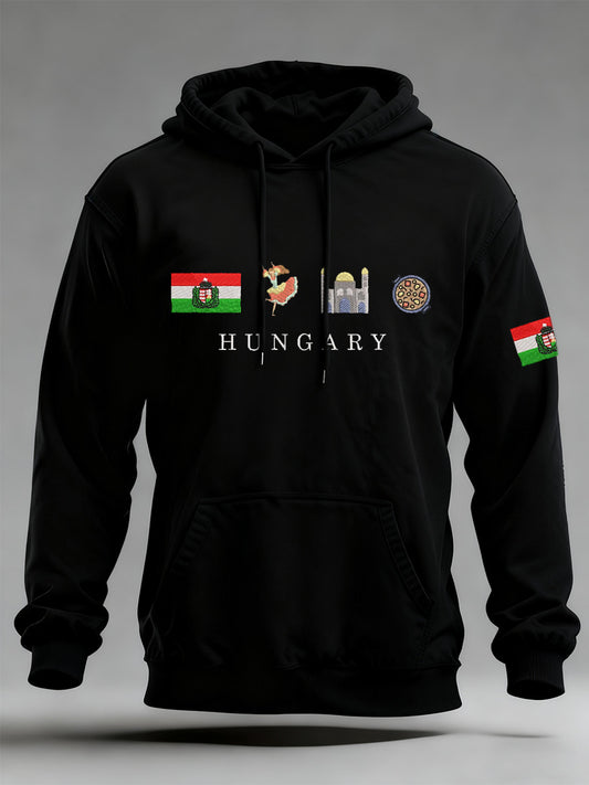 Férfi magyar zászló nyomtatás hosszú ujjú pulóver