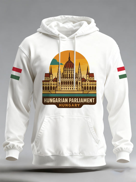 Férfi magyar zászló nyomtatás hosszú ujjú pulóver