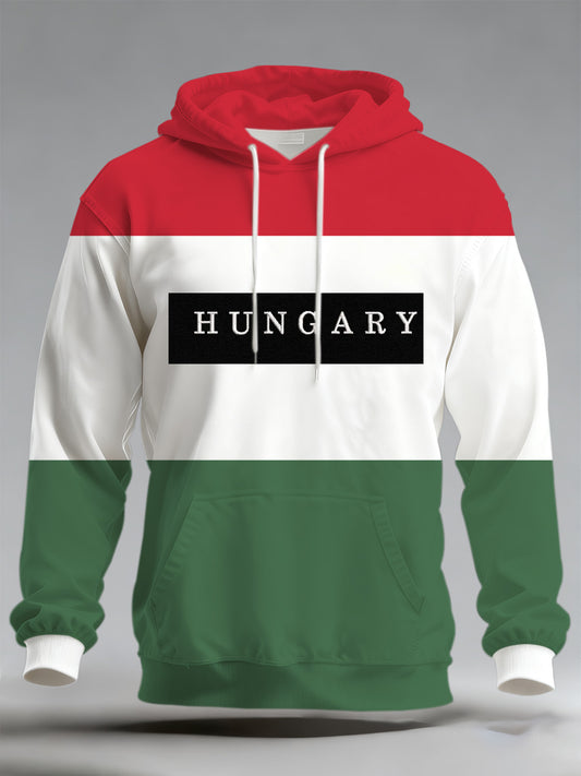 Férfi magyar zászló nyomtatás hosszú ujjú pulóver