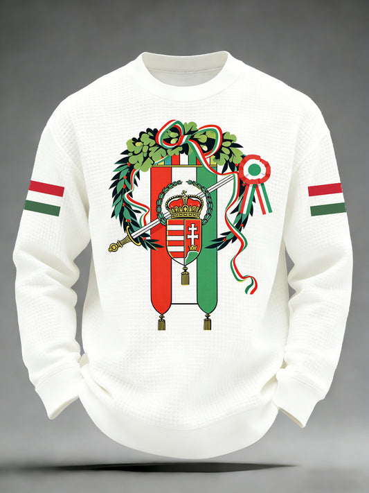 Férfi alkalmi hosszú ujjú póló magyar 1848-as forradalom emlékelemekkel nyomtatás