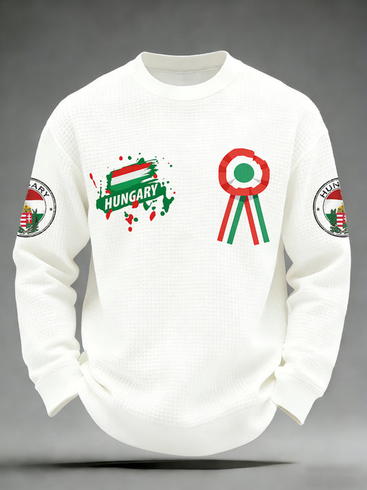 Férfi alkalmi hosszú ujjú póló magyar 1848-as forradalom emlékelemekkel nyomtatás