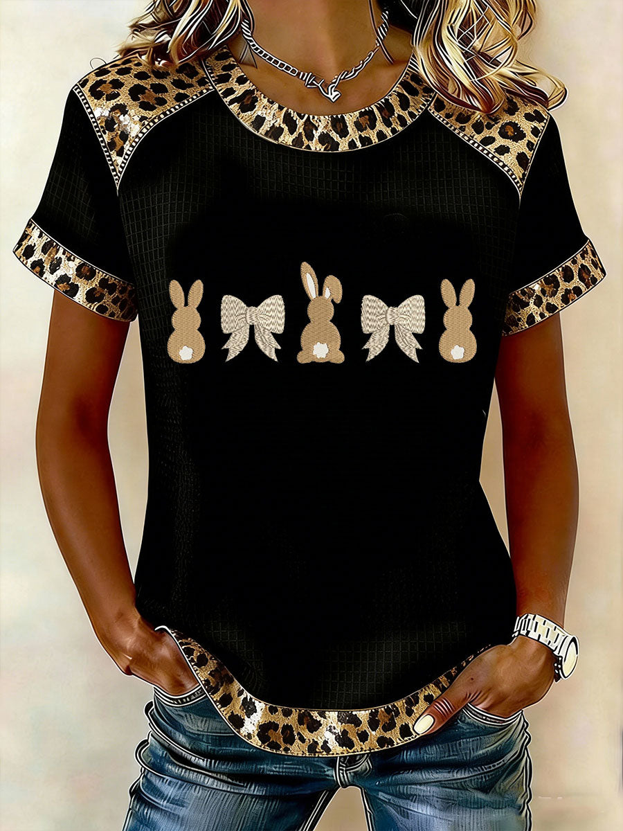 Női húsvéti nyuszi nyomtatás alkalmi rövid ujjú póló
